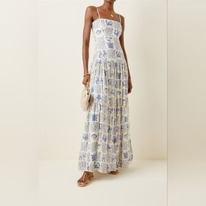 Agua by Agua Bendita Lima Tiered Printed Linen Maxi Dress